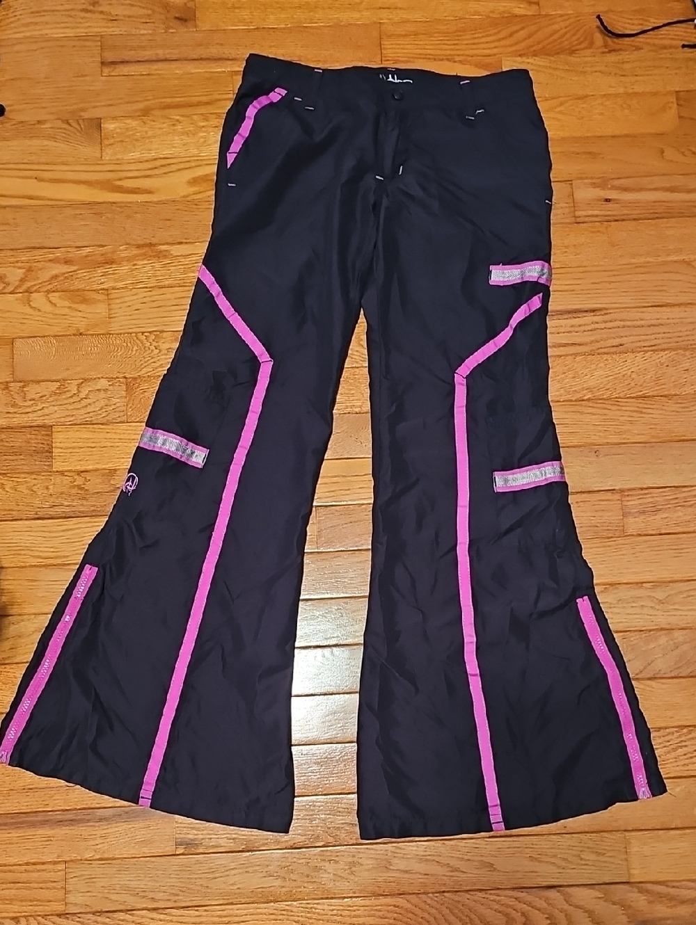 Black Cargo Pants with Pink Trim